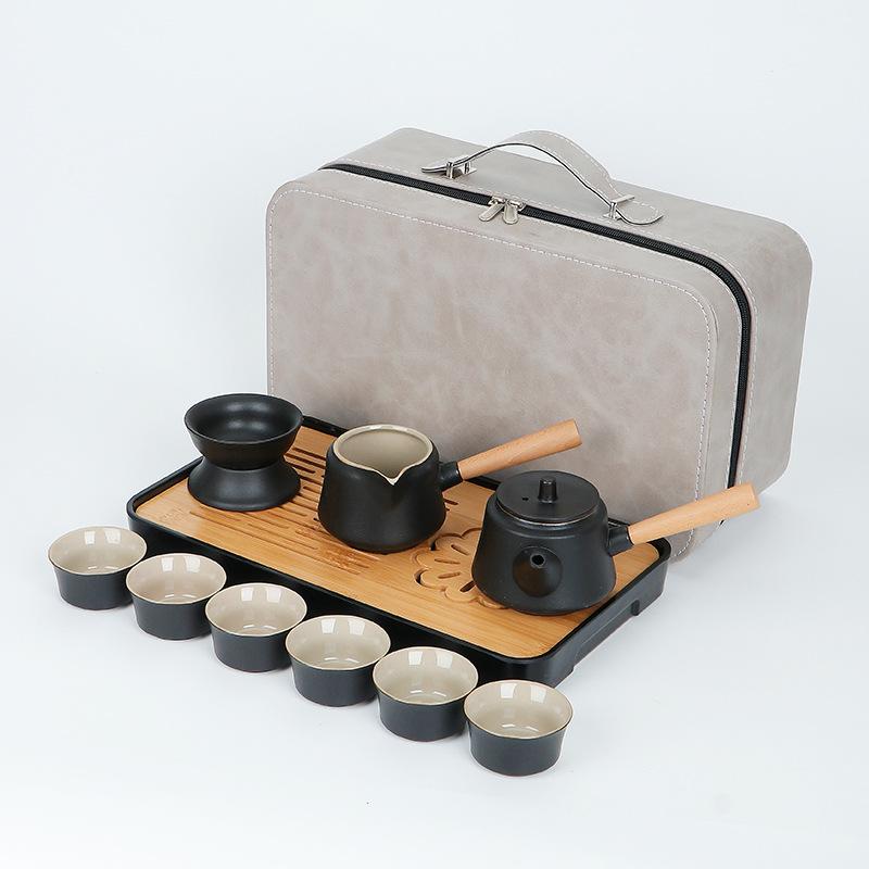 Travel tea set tea tray home kung fu tea set outdoor portable teapot ceramic business gift