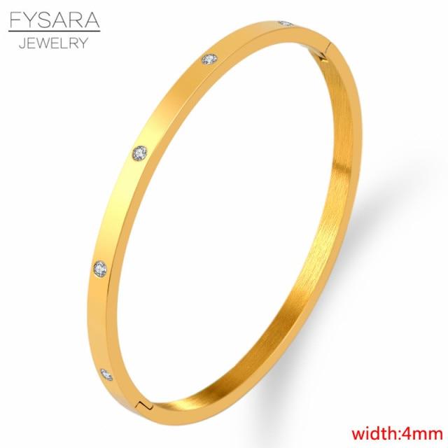 Luxury Lover Jewelry Women Bangle Titanium Steel Couple Jewelry Full Cz White Crystal Buckle Bracelets Bangles Men