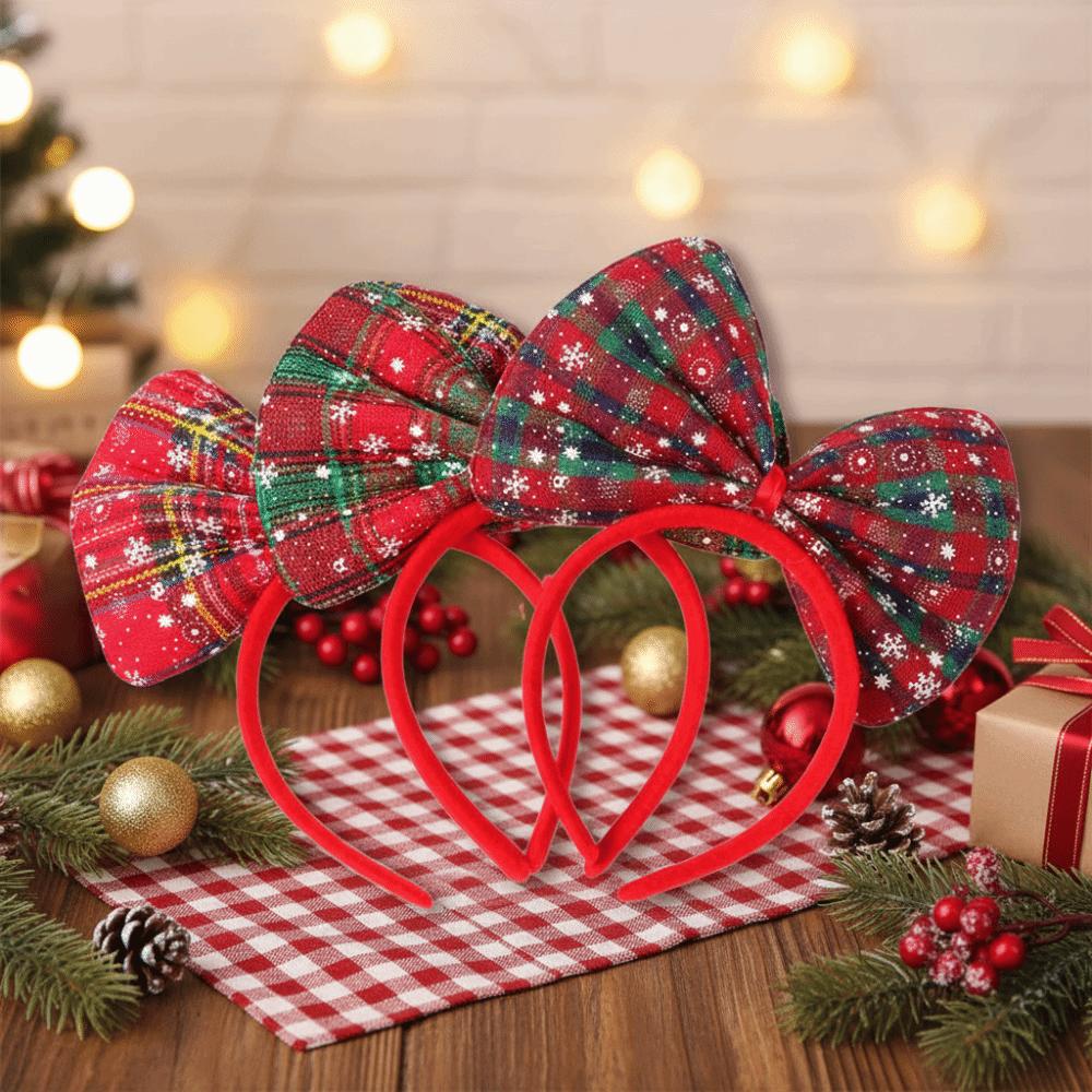 Wear-resistant Shiny Bowknot Hair Hoop Cute Snowflake Cosplay Hairband Korean Style Sweet Christmas Headwear Holiday Decor