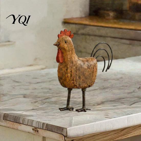 Collectible Farm Animal Sculptures Country Style Pig/Rooster Figurine, Resin Rustic Farmhouse Statue, Pastoral Figurines Desktop Ornaments for Shelves
