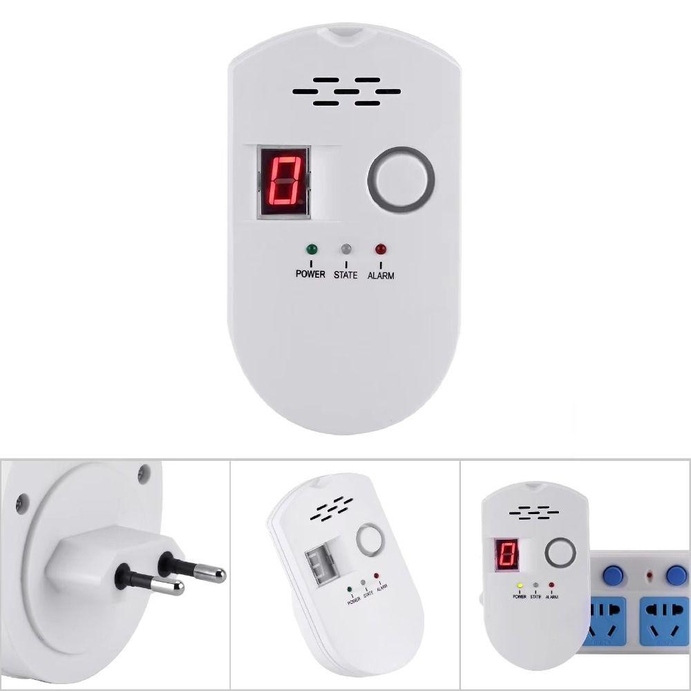 Digital Display Gas Detection System Temperature Humidity Sensors Plugs & Play Gas Alarm Kitchen