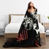 Saw Horror Movie Fashion Blanket Cover Funny Halloween Jigsaw Flannel Throw Fashion Blankets Home Couch Printed Soft Warm Bedspreads Breatha