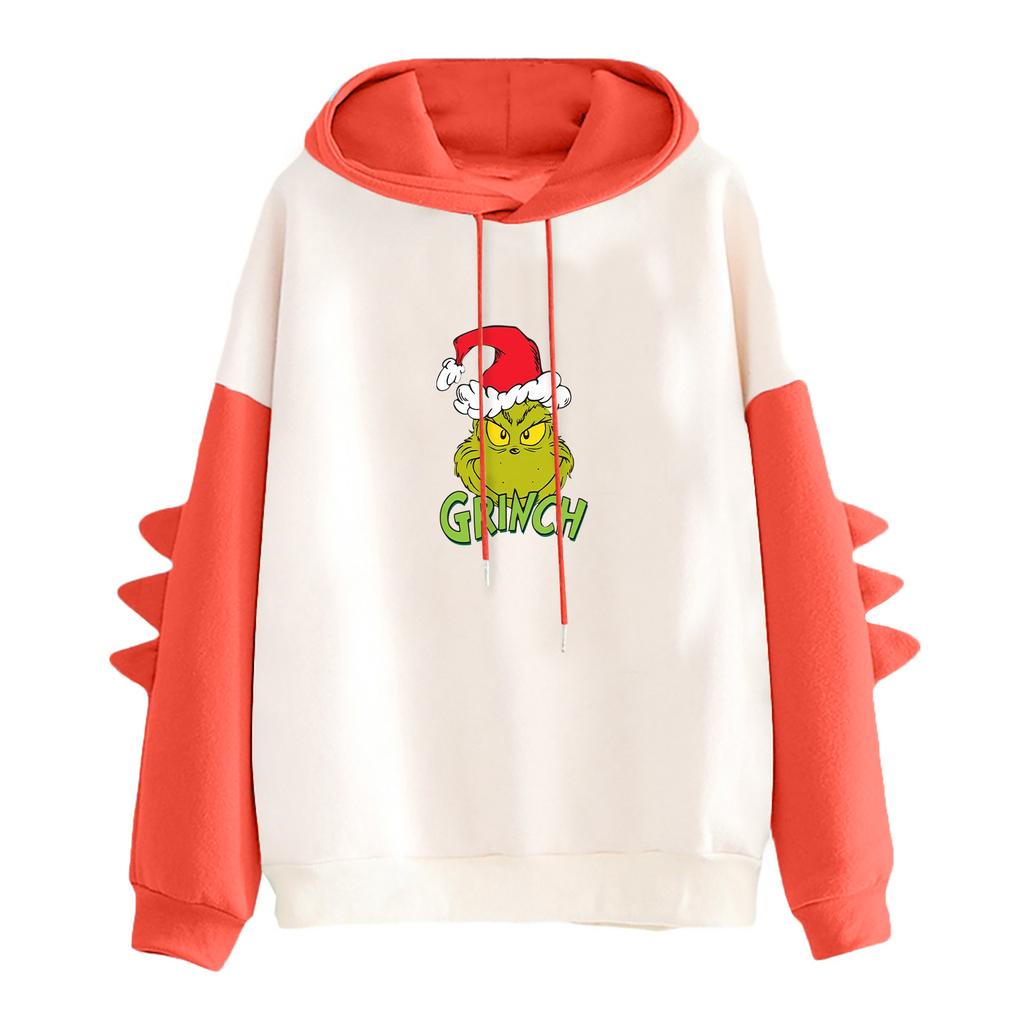 Women's Printed Contrasting Dinosaur Loose Casual Hoodie
