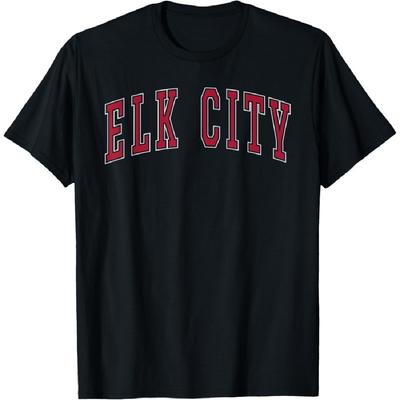 Сувенирная футболка в университетском стиле с красным текстом Elk City Oklahoma