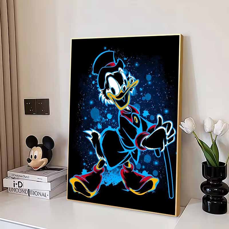 Disney Алмазная мозаика Скрудж Макдак Неоновый Трендовая Арт-Картина Милая DIY Стразы Мозаика Вышивка Крестом Набор Вышивка Подарок, Декор для Дома