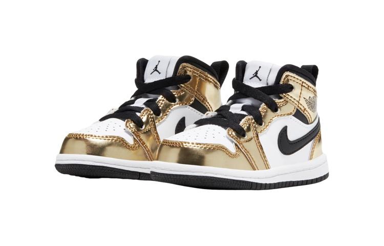 Jordan 1 Mid Metallic Gold Black White TD DC1424-700