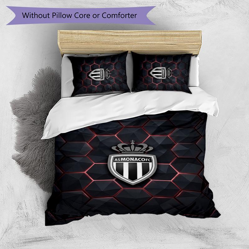 Monaco FC Printed 3PCS Bedding Set Breathable Duvet Cover with Pillowcases Decorative Bed Linen for Bedroom Home