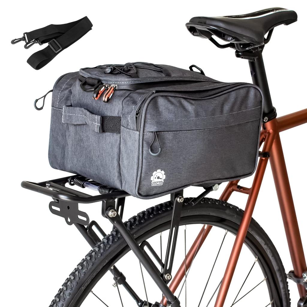 GORIX Bicycle Rear Carrier and 7L Large Capacity with Shoulder Multifunctional Rear Bag for Road Bikes and Cross Durable and Stylish and Simple Design