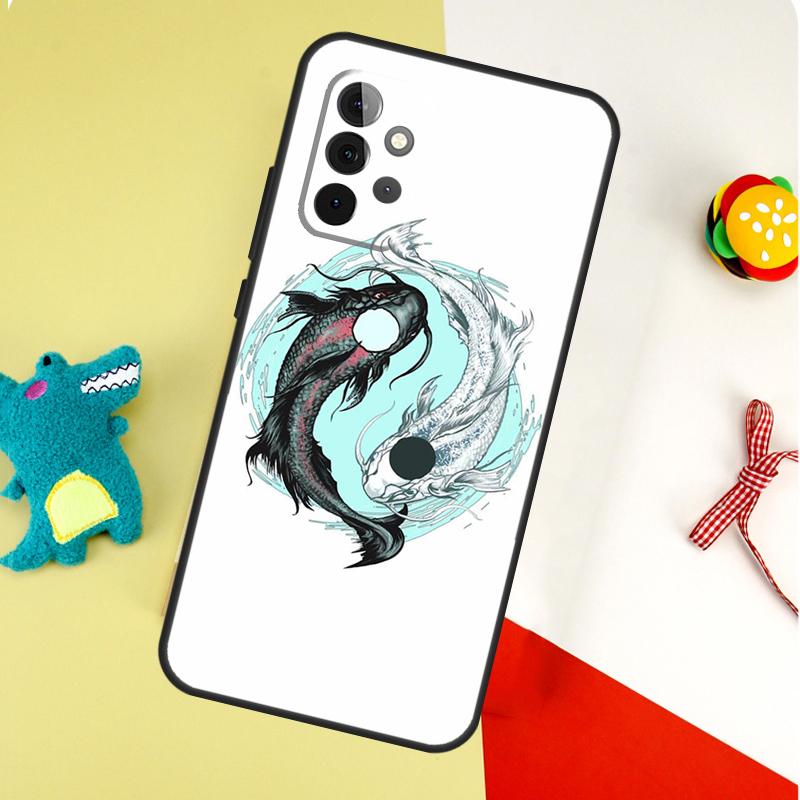 Чехол для телефона Samsung Galaxy A55 A35 A15 A54 A34 A14 A53 A33 A13 A05 A06 A16 A22 A32 A52 с изображением рыбы кои в стиле Инь-Ян