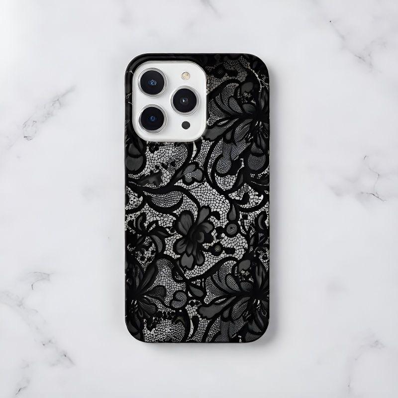 Luxury Black Lace Pattern Phone Case For IPhone 17 16 Pro Max 15 14 Plus 13 12 11 Pro Air Protective Soft Elegant Vintage Cover