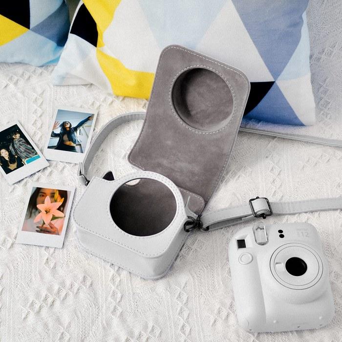 [Kinokoo] Instax Mini 12 Case, Fujifilm Instax Mini 12 Camera Case, Instax Case, Magnetic Opening, Shoulder Strap Included (White) White