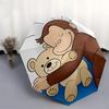 Monkey, Teddy Bear Automatic Opening and Closing, 8 rib Structure Portable Umbrella, Suitable for Men and Women in All Seasons  Perfect Gift