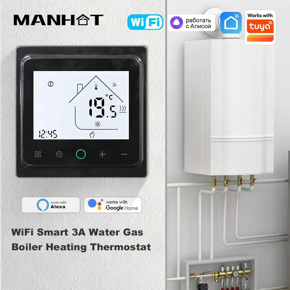 Manhot Thermostat WIFI Smart Life Temperature Controller For Electric Heating Gas Boiler Work with Tuya Alice Alexa Google Home