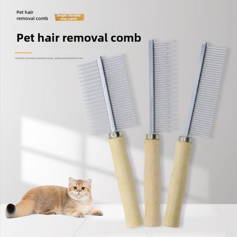 Pet Cat Comb, Wooden Handle, Single-row Comb, Double-row Comb, High and Low Tooth Comb, Smooth Cat Fur