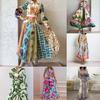Floral Print Lantern Sleeve Dress With High Waist For Elegant Spring Casual Wear