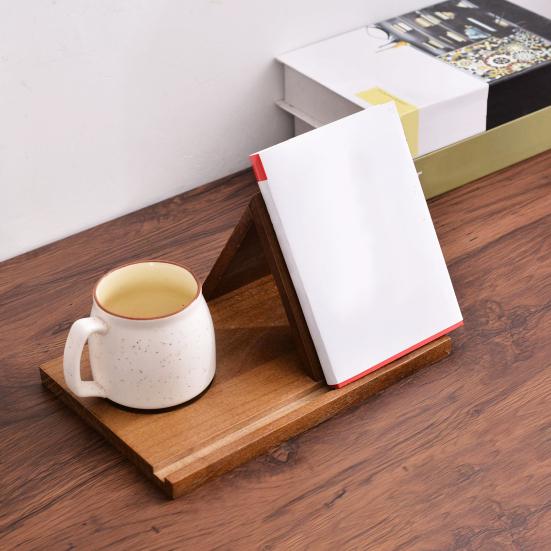 Подставка для книг в форме треугольника, подставка для чтения с держателем для кофейной чашки, органайзер для закладок, настольная подставка для книг, подарок для любителей чтения