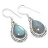 Natural Labradorite Gemstone 925 Solid Sterling Silver Gift Earring 1.25" F0c28