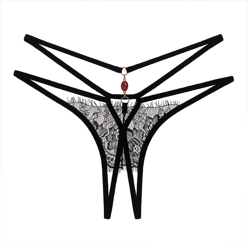 Light Luxury Lace Criss-Cross Thong - Sexy Hollow-Out Open Crotch T-Pants for Women