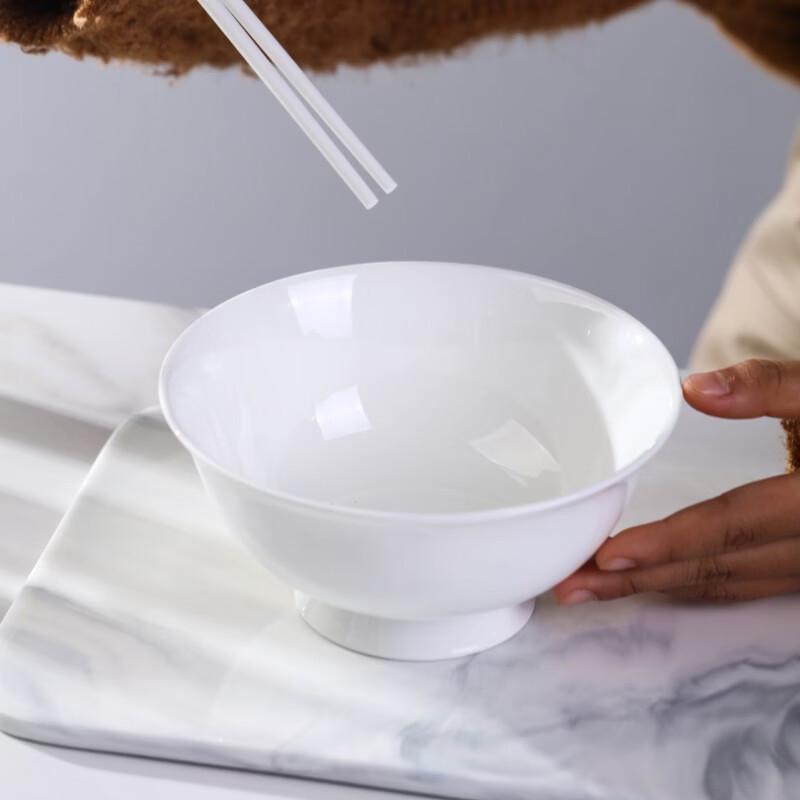 Haoya Jingdezhen Чисто-белый 6-дюймовый набор из 6 глубоких мисок для лапши на ножке
