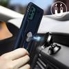 Coque pour Samsung A52 5G + Verre Trempé - Anneau Support Solide Bordure Renforcée Plaque Métallique Rigide - Bleu Marine