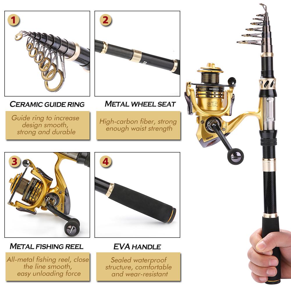 Удочка и спиннинговая катушка Удочка из углеродного волокна Рыболовная катушка для рыбалки на открытом воздухе Рыболовные снасти