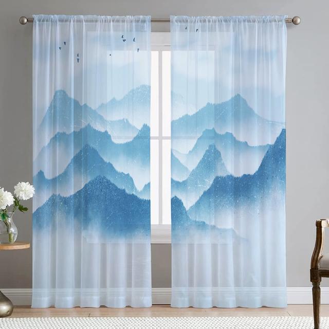 Озеро, лес, пейзаж, горы, пейзаж, тюлевые шторы для гостиной, оконные прозрачные современные шторы для декора спальни