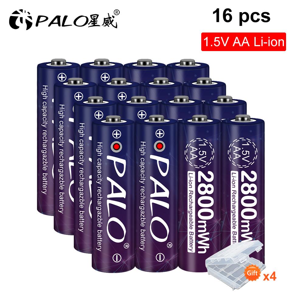PALO AA Li-ion Rechargeable Battery HR6 2800mWh 1.5V AA Lithium Ion Batteries 2AAA Battery For MP4 Mouse