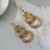 Women Gold Plated Long 70s Disco Earrings Hoop Round 3 Circles Earrings Multi-Layer Drop Earrings Big Alloy Geometric Party Wear Earring