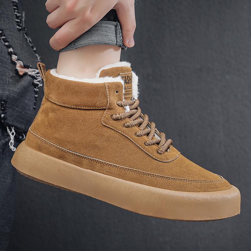 Winter Men's Plus Velvet Warm Fashion Trend High Top Cotton Shoes Snow Boots Casual Cotton Shoes 39-46