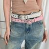 Y2K Lace Belt PU Leather Women Waistband Trend Rhinestone Belt  Jeans Accessories