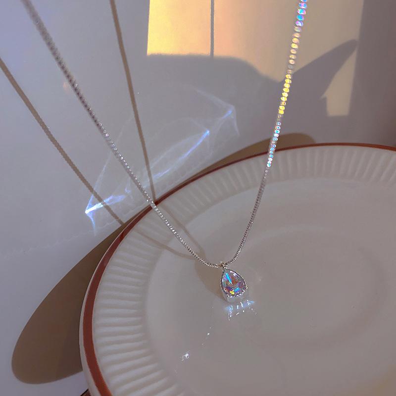 Простое ожерелье с подвеской в виде капли воды из циркона для женщин и девушек, темпераментная универсальная цепочка на ключицу, ювелирные изделия, аксессуары, подарки