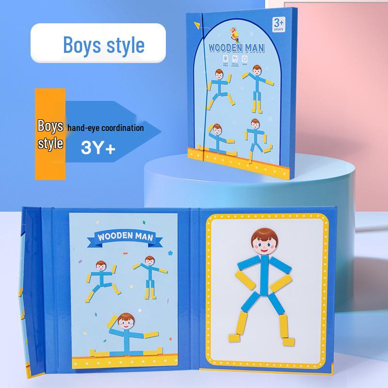 Гибкие бамбуковые конечности Деревянный манекен-головоломка: Детская игрушка для раннего развития
