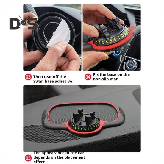 Автомобильный противоскользящий коврик для хранения, держатель для телефона, органайзер для приборной панели, моющийся, термостойкий, со свободным вращением, автомобильный держатель для телефона с парковочным номером