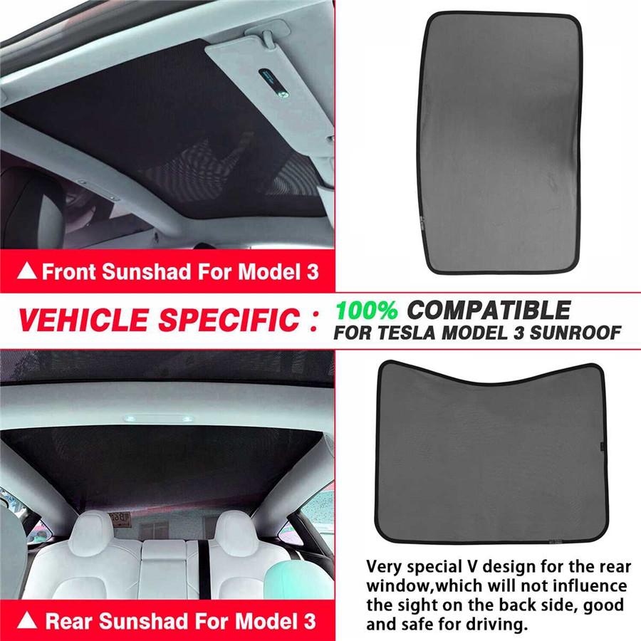 Top Roof Glass Sunshade Shield Cover Net For Tesla Model 3 Skylight Screen Shade