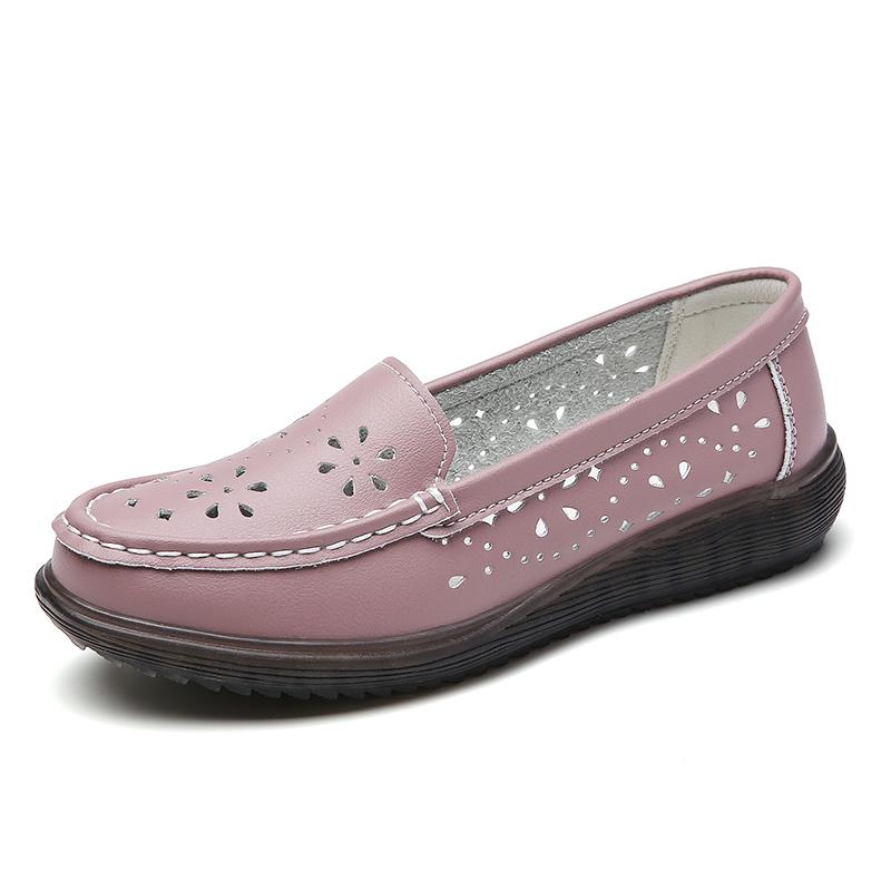 Women Moccasins Leather Driving Comfort Flats Casual Slip On White Nurse Walking Minimalist Summer Maternity Shoes