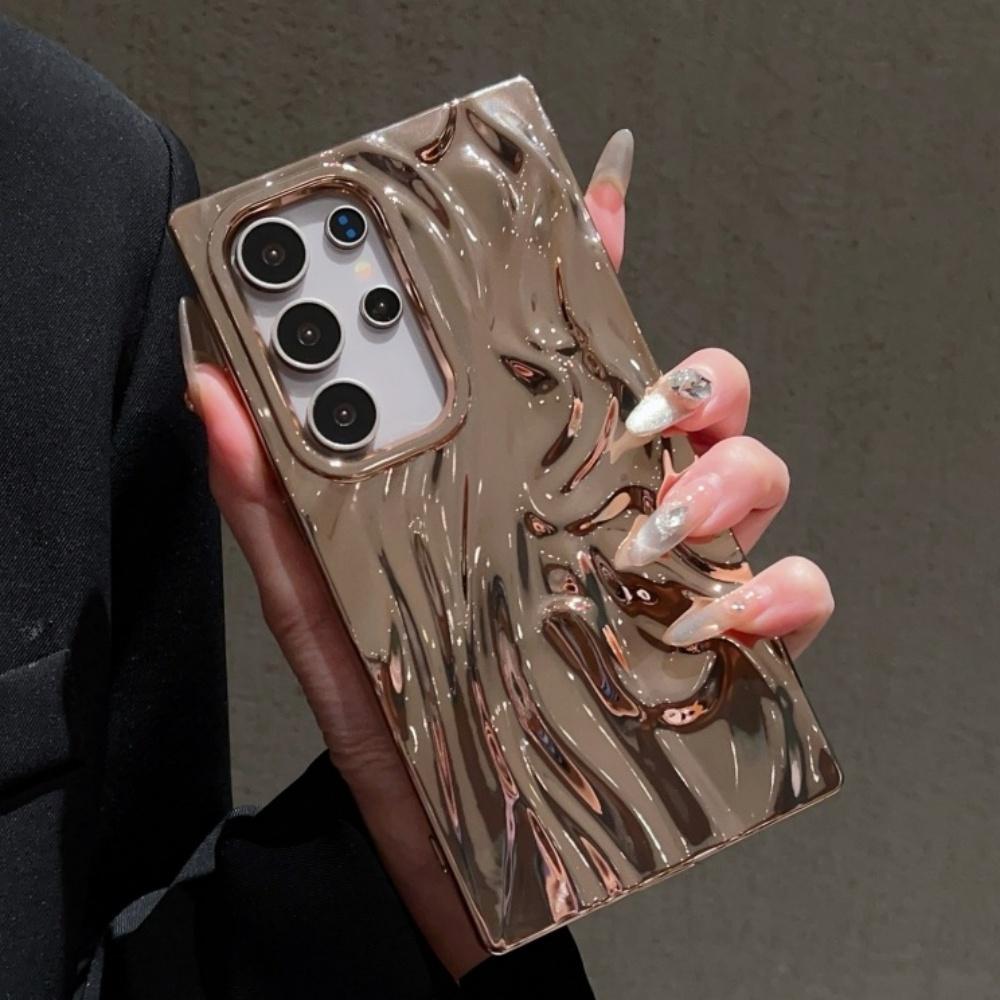 Роскошный Электроplated 3D Чехол с Текстурой Водной Ряби для Samsung S25 S26 S24 Ultra S26 Plus S23 FE Фиолетовый Ударопрочный Чехол