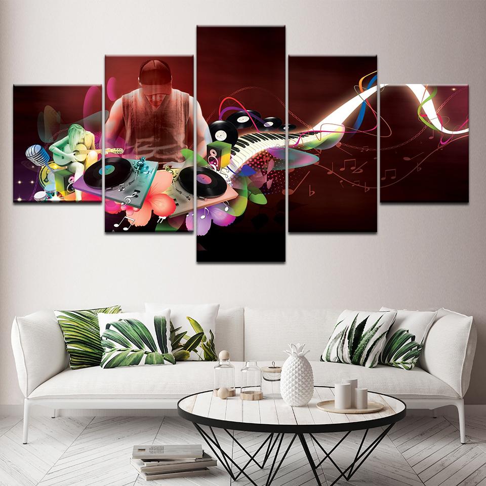 Canvas Painting DJ life music dancing 5 Pieces Wall Art Painting Modular Wallpapers Poster Print for living room Home Decor