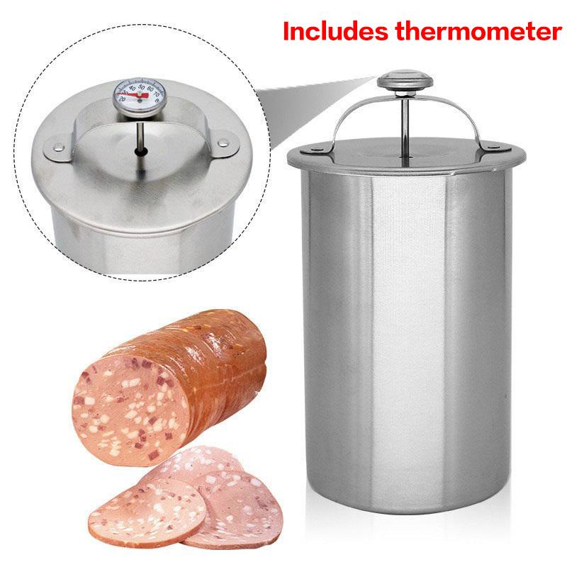 Stainless Steel Ham Maker Meat Press Cooker Mold for Deli Lunch Meat Kitchen Tool for Homemade Healthy Sausage