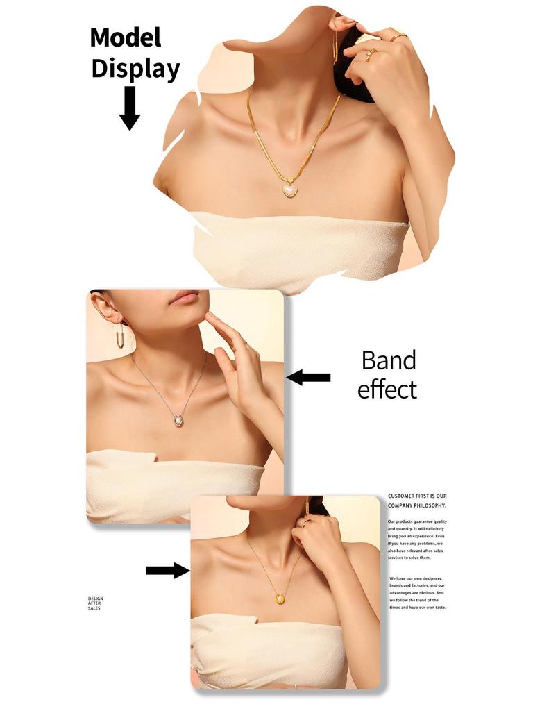 Ожерелье с подвеской в виде геометрического сердца с имитацией жемчуга, титановая сталь с покрытием из 18-каратного золота - элегантные украшения для женщин