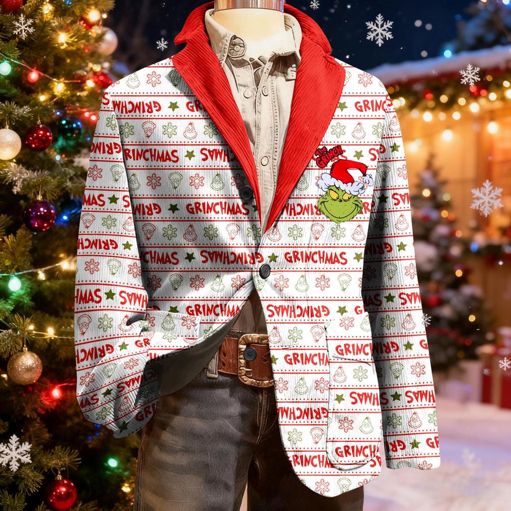 Мужской уродливый рождественский вельветовый теплый карманный пиджак-кардиган, мужской повседневный костюм