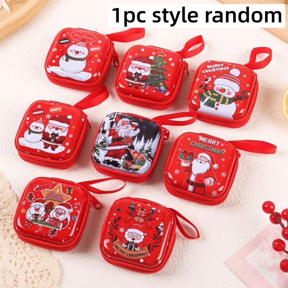 Gifts Cartoon Christmas Coin Purse Tin Box Santa Claus Phone Keychain Pendant Snowman Cartoon Storage Box Christmas