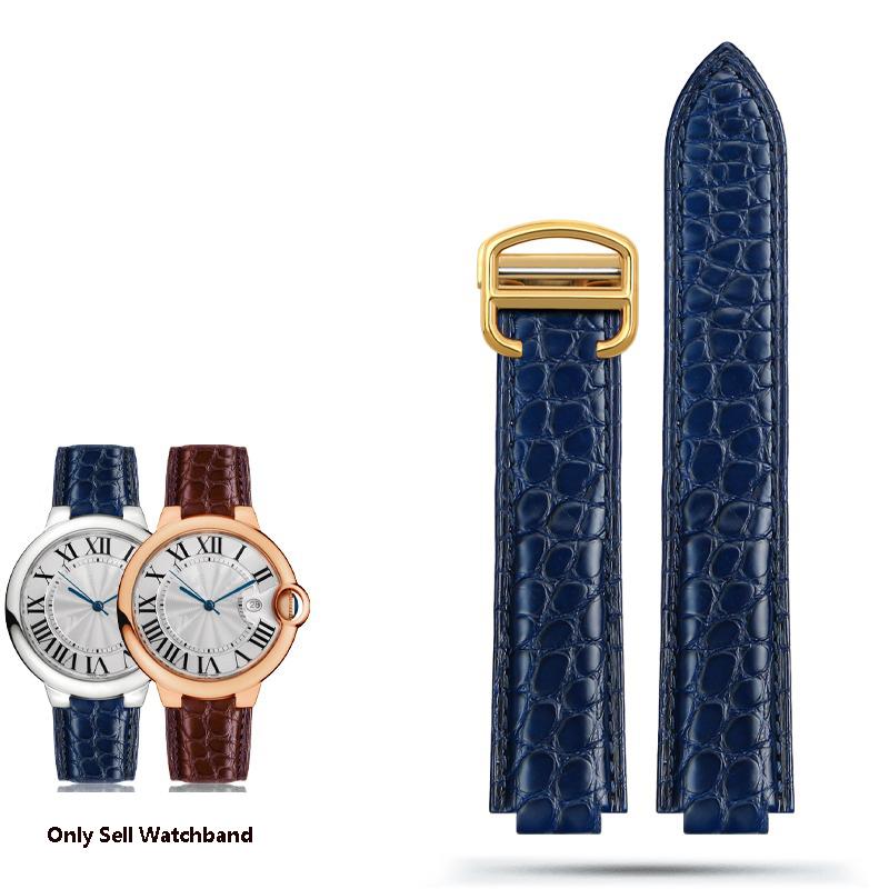 Ремешок для часов из крокодиловой кожи для Cartier Blue Balloon WSBB0025 W69012Z4 18-11мм 20-12мм 22-14мм Выпуклый ремешок для часов мужской женский