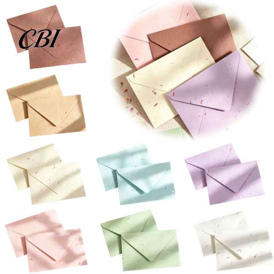 Thick Paper Envelopes for Invitations 10PCS Petal Art Envelopes, Real Floral Texture Design, Western Style Wedding Stationery, Macaron Colors Artistic