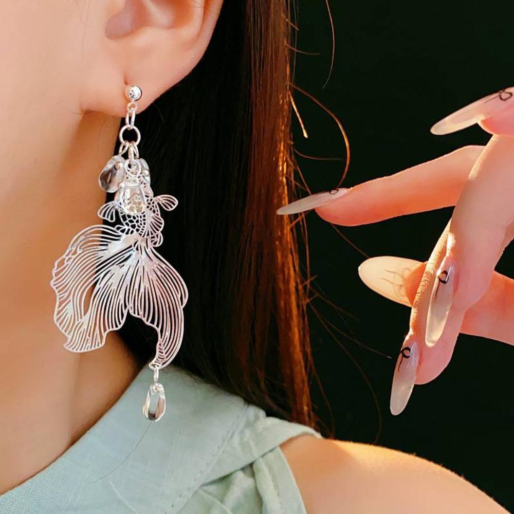 Accessories Goldfish Earrings Ear Jewelry Metal Dangle Earrings Creative Goldfish Eardrop Women