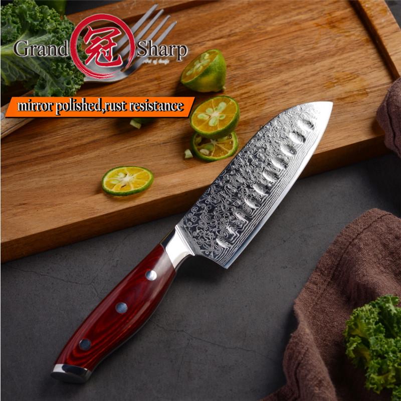 5 Inch Japanese Kitchen Knives Chef Knife Vg10 Japanese Damascus Steel Santoku Slicing Cutting Cooking Tools