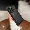 Роскошный противоударный чехол для iPhone 15 14 13 12 11 Pro Max с гальванической кнопкой-бампером, задняя крышка для телефона, прозрачная и черная
