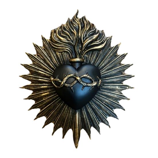 Gothic Sacred Heart Wall Decoration Home Office Living Room Wall Art Decoration Resin Sacred Heart Wall Sculpture Ornament