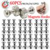 12-60pcs Metal Magnetic Push Pins Magnets Hooks Hanger Home Office Refrigerator Whiteboard Map Calendar Pinboard Key Coat Hanger