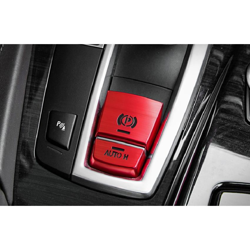 Fit For BMW X5 X6 F15 2014-2018 Red Aluminum Electronic Handbrake Cover Trim 2PC