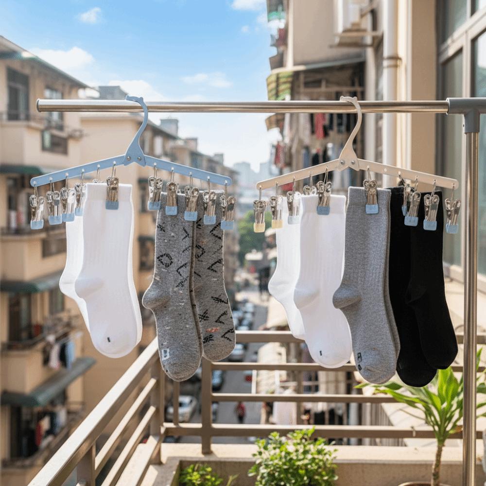 Portable Folding Clothes Drying Rack 10 Clips Sock Laundry Airer  Children Wardrobes